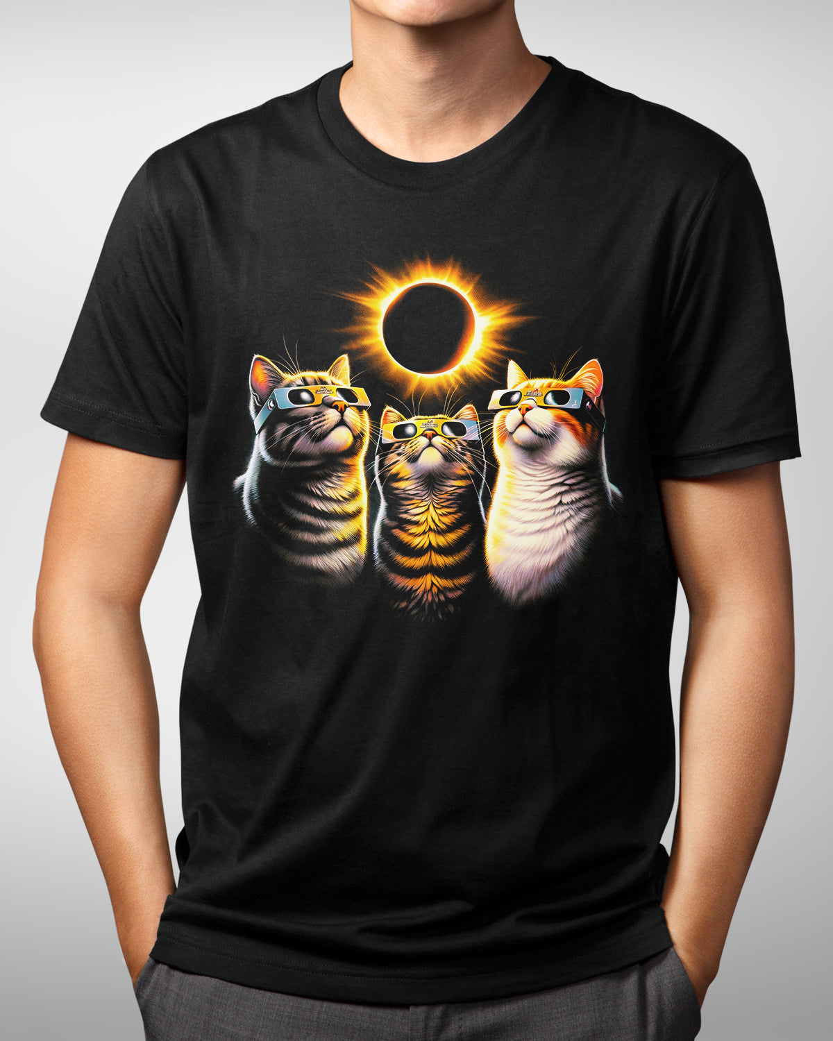 Three Cat Eclipse Moon Shirt, Total Solar Eclipse 2024 Cat Tee, Feline Lover Gift, Astronomical Event