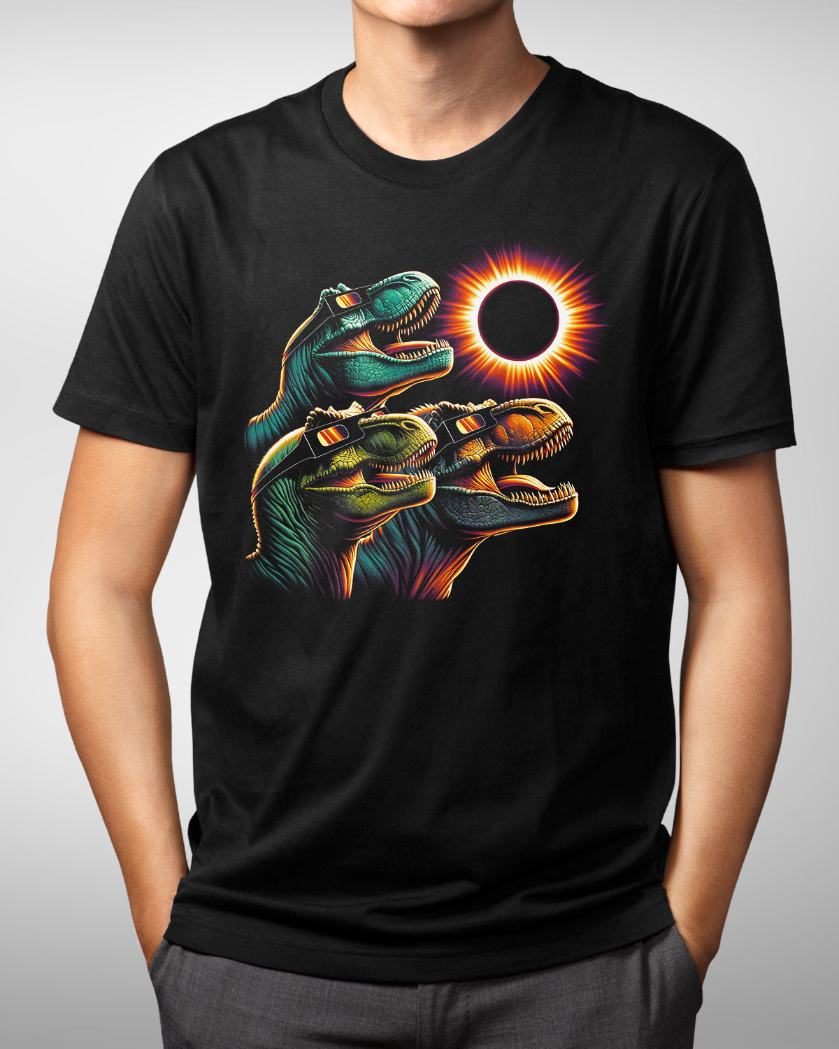 3 Dinosaurs Roaring at Solar Eclipse Moon Shirt, Totailty Souvenir Gift, Jurassic Eclipse Tee, Awesome Dino Lovers