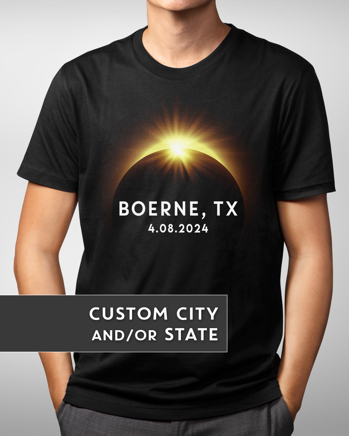 Custom City State Total Solar Eclipse Shirt - 8th April 2024, Totality Souvenir Tee, Family Matching Gift