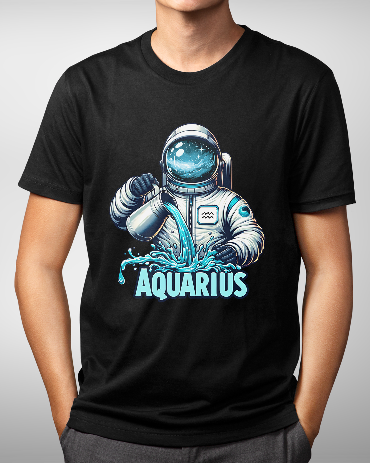Astronaut Aquarius Zodiac Shirt, January February Birthday Tee for Astrology Enthusiasts, Funny Aquarius Sign Design