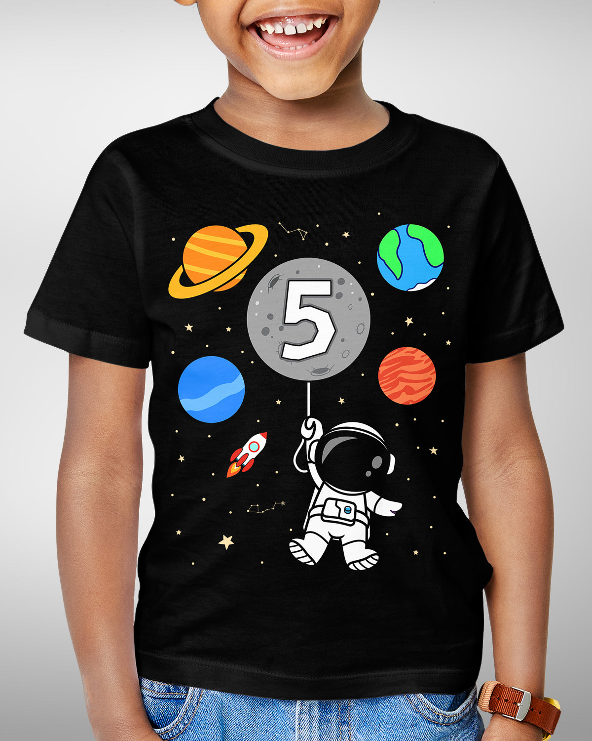5th Birthday Astronaut Shirt - Outer Space Adventure - Personalized Toddler Tee