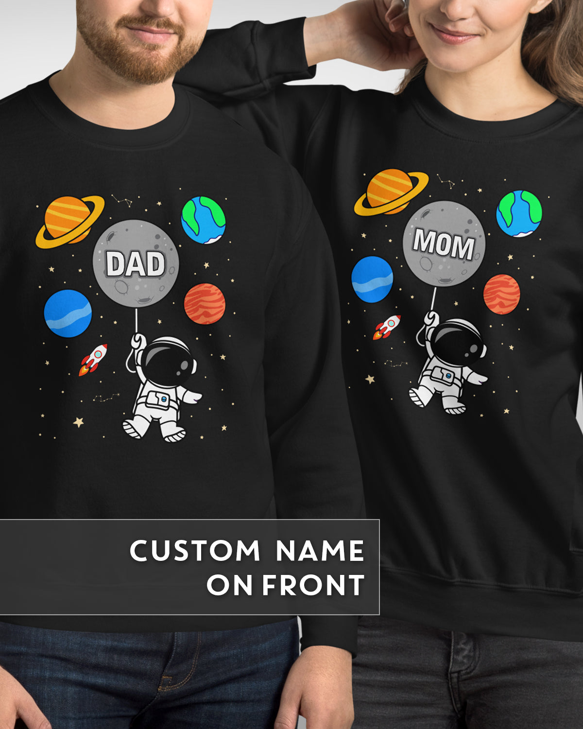 Space-Themed Birthday Sweater, Custom Family Set for Astronaut Party, Mom & Dad of Birthday Boy Sweatshirts, Astronomy & Rocket Gifts