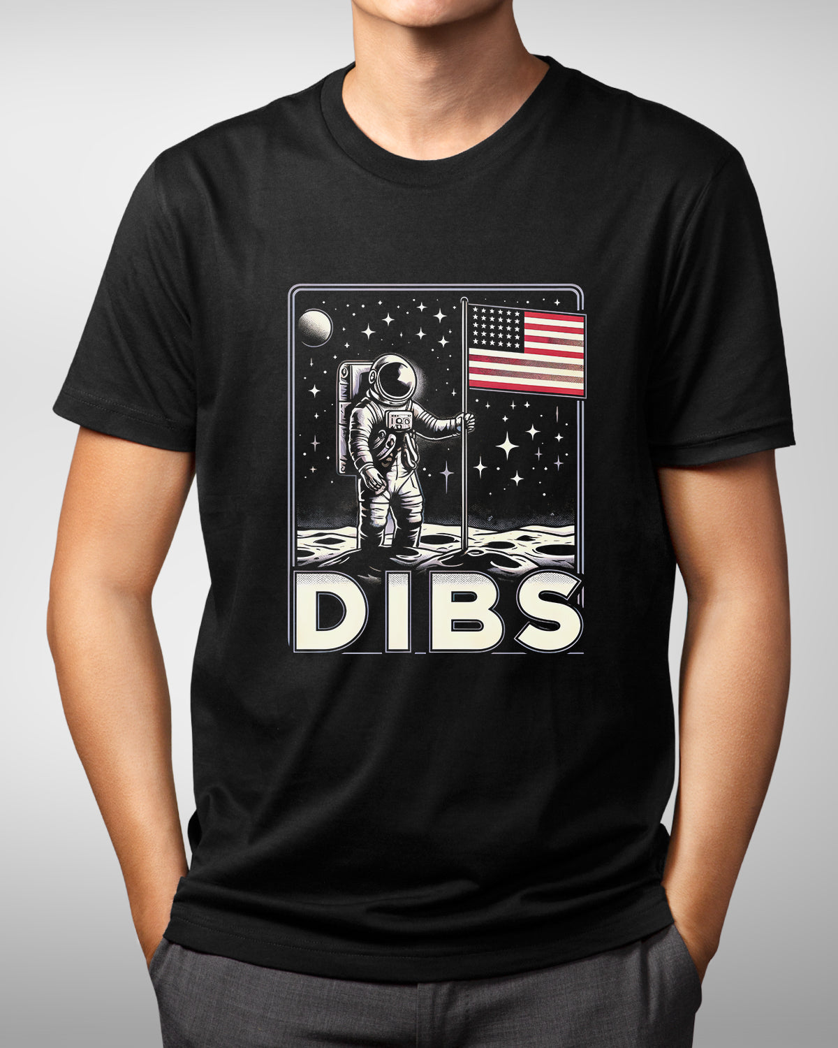 Funny Dibs Astronaut Moon Shirt, Patriotic American Flag Tee,4th of July USA Space, Outer Space Astronomy Gift