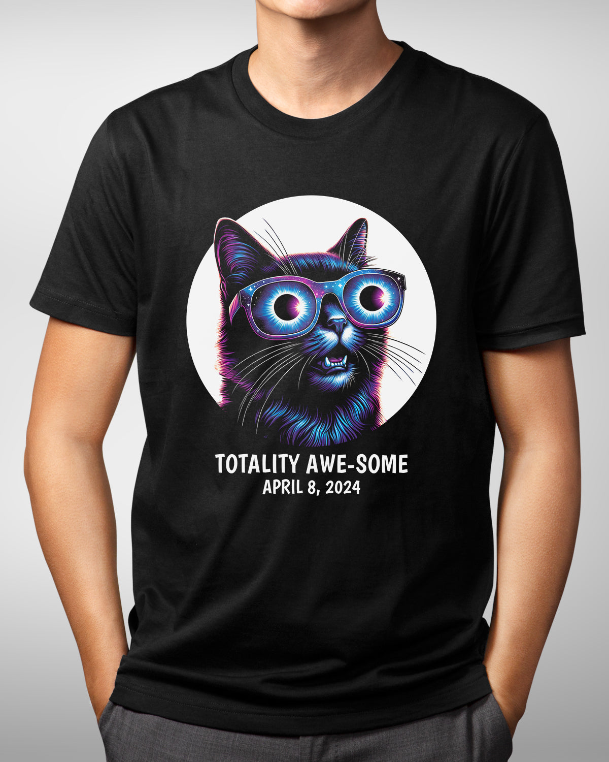Totality Awesome Cat Total Solar Eclipse 2024 Shirt - Funny Black Cat Eclipse Viewer Tee