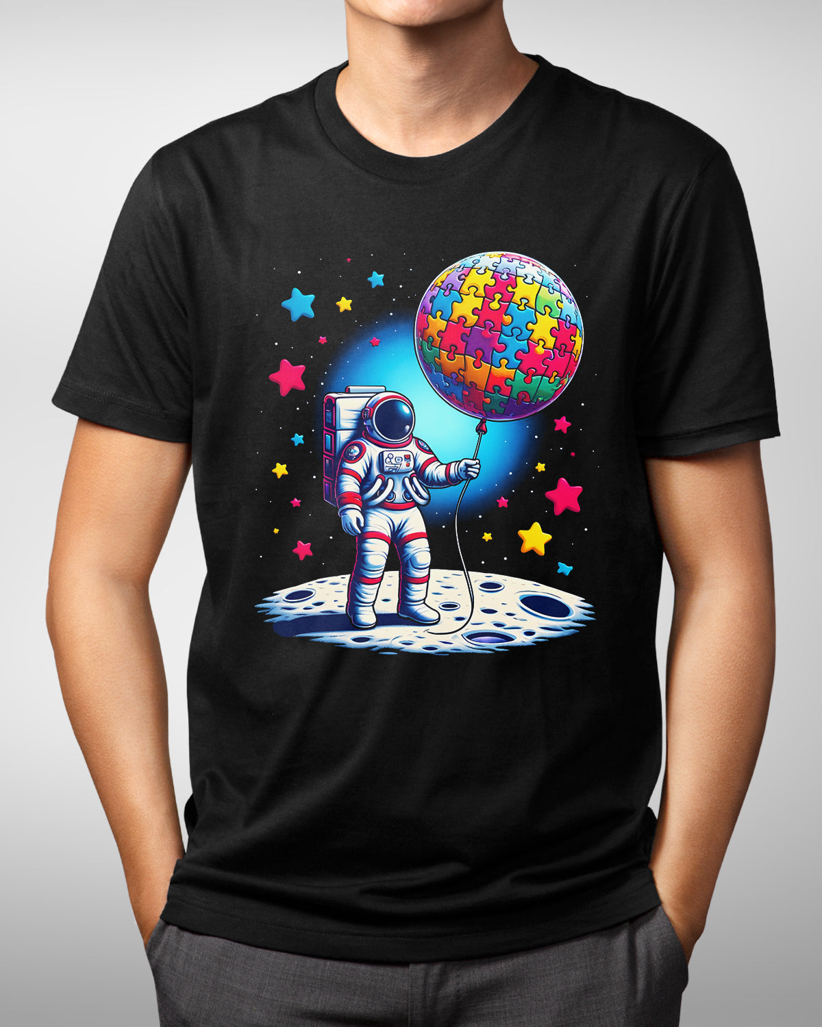 Autism Awareness Space Shirt, Puzzle Piece & Astronaut Tee, Support Neurodiversity, Outer Space Theme, Autistic Boys