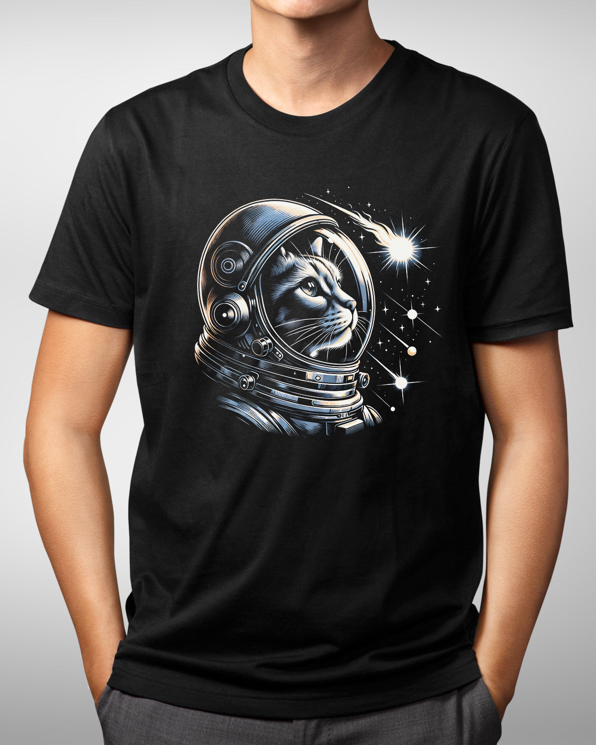 Space Cat Astronaut Shirt, Outer Space Tee, Cool Galaxy Kitty, Sci-Fi Astronomy Lover T-Shirt, Animal in Space