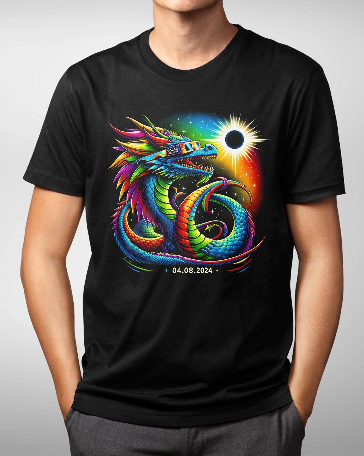 Funny Solar Eclipse Dragon Shirt, Colorful 04.08.2024 Totality Souvenir Tee, Astronomy Gift for Dragon Lovers, Total Solar Eclipse 2024 Apparel