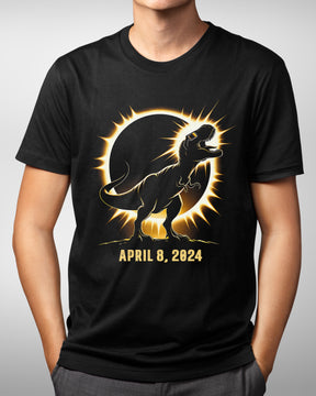 T-Rex Solar Eclipse T-Shirt - Dinosaur with Eclipse Glasses, April 8 2024 Gift