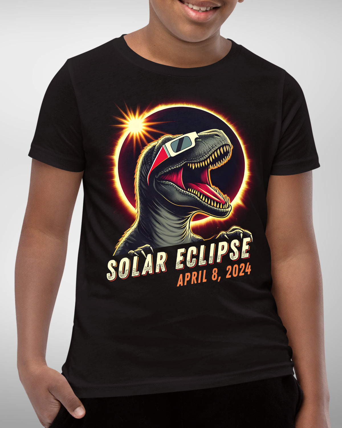 Totality Dinosaur Shirt - Roaring Dinosaur Astronomy Party - Total Solar Eclipse April 8 2024