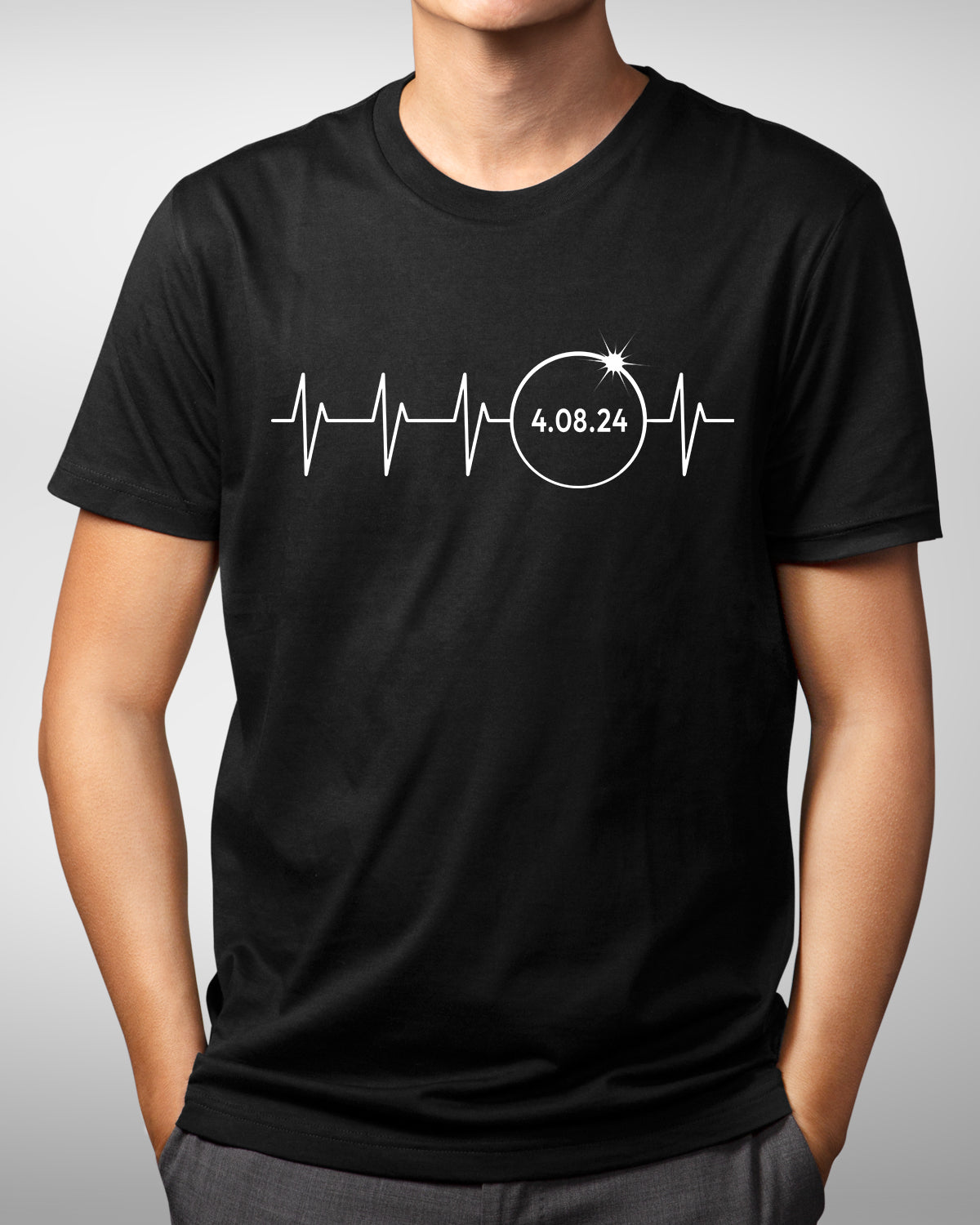 Total Solar Eclipse Heartbeat Pulse Shirt April 8, 2024, Funny Family Matching Astronomy Tee, Spring Eclipse Souvenir, Totality 4.08.24 Gift
