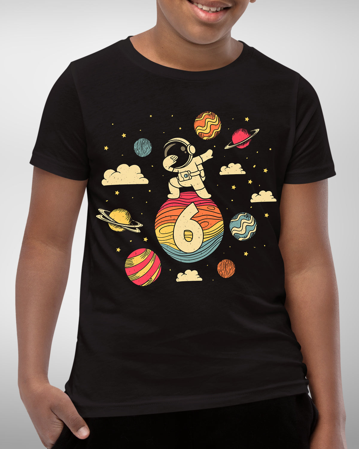 6th Astronaut Birthday Shirt - Sixth Outer Space Themed Retro Vintage Tee