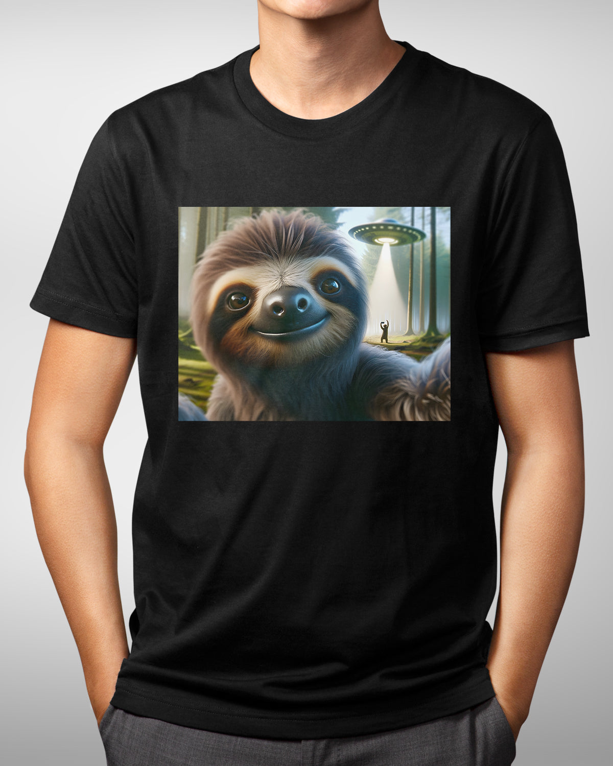 Quirky Sloth UFO Shirt, Perfect for Science Geeks & Outdoor Enthusiasts - Funny Camping Sloth Lover Shirt