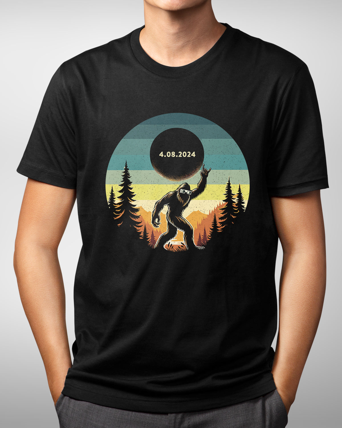 Solar Eclipse 2024 Bigfoot Shirt, Funny Yeti Astronomy Tee, Totality Party, Sasquatch Astrology Gift, Celestial Event Enthusiast