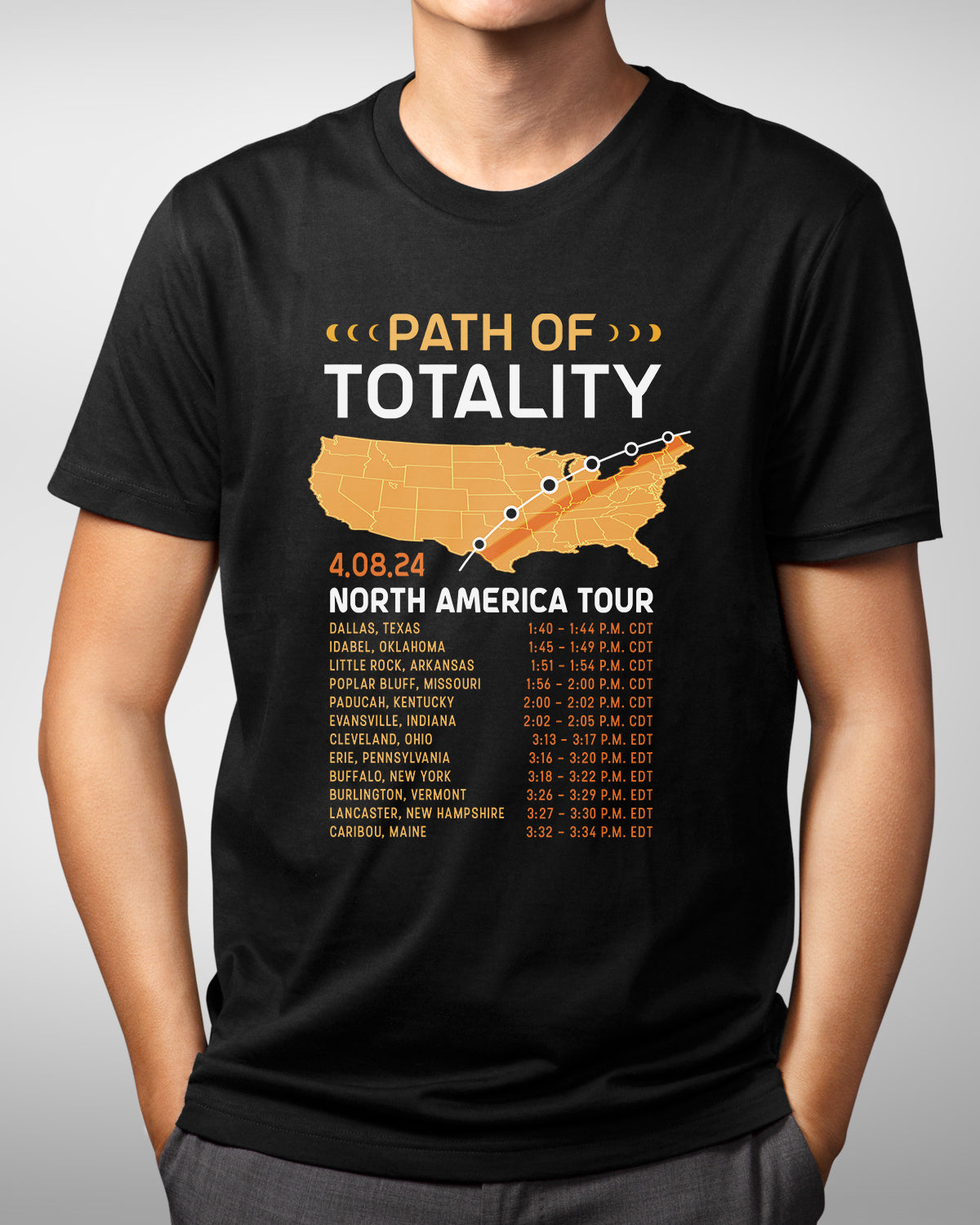2024 Total Solar Eclipse Commemorative Shirt, USA Map Path of Totality, Unique Eclipse Souvenir Tee, Family Eclipse Adventure Apparel