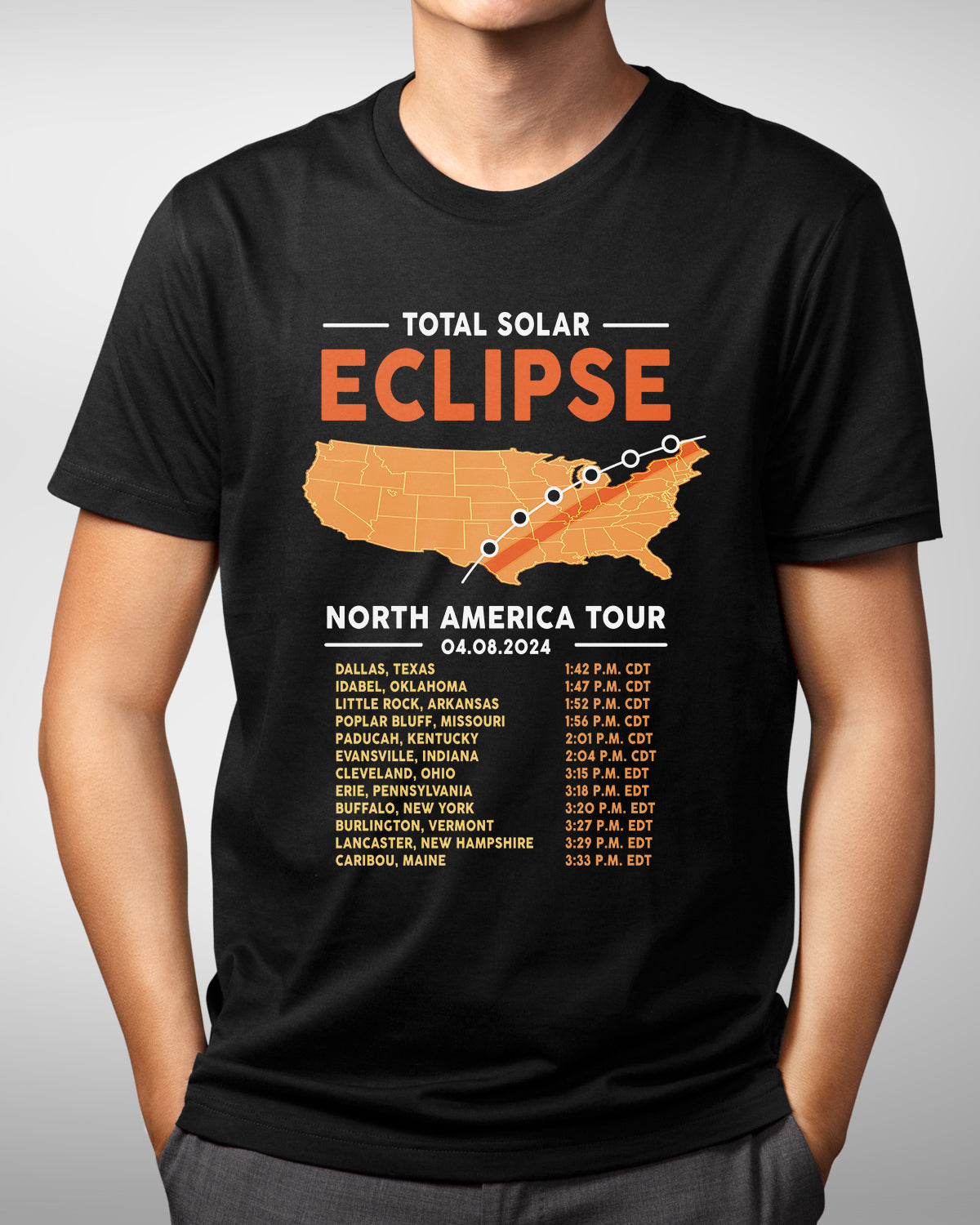 April 8th 2024 Total Solar Eclipse Shirt, USA Path of Totality Tee, Spring Astronomy Souvenir, American Eclipse Phases Gift