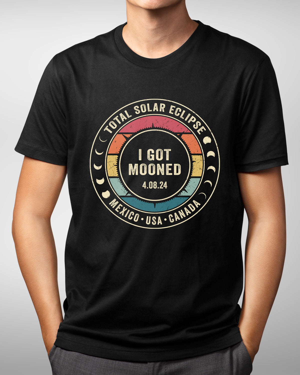 I Got Mooned Solar Eclipse Vintage Shirt, 2024 Solar Eclipse Retro Shirt, April 8 Totality Path Souvenir, North America Eclipse Gift