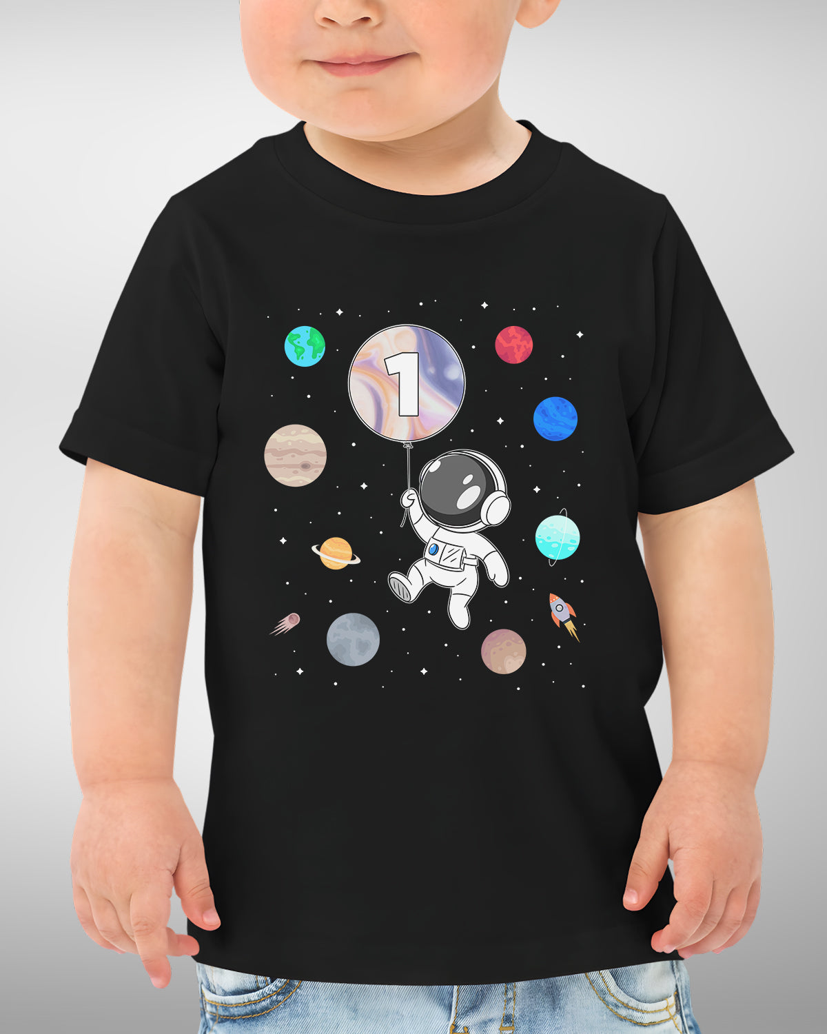 1st Birthday Astronaut Shirt, One Space Themed, First Trip Around the Sun, Rocket Tee for One Year Old, Moon and Planets Baby Outfit