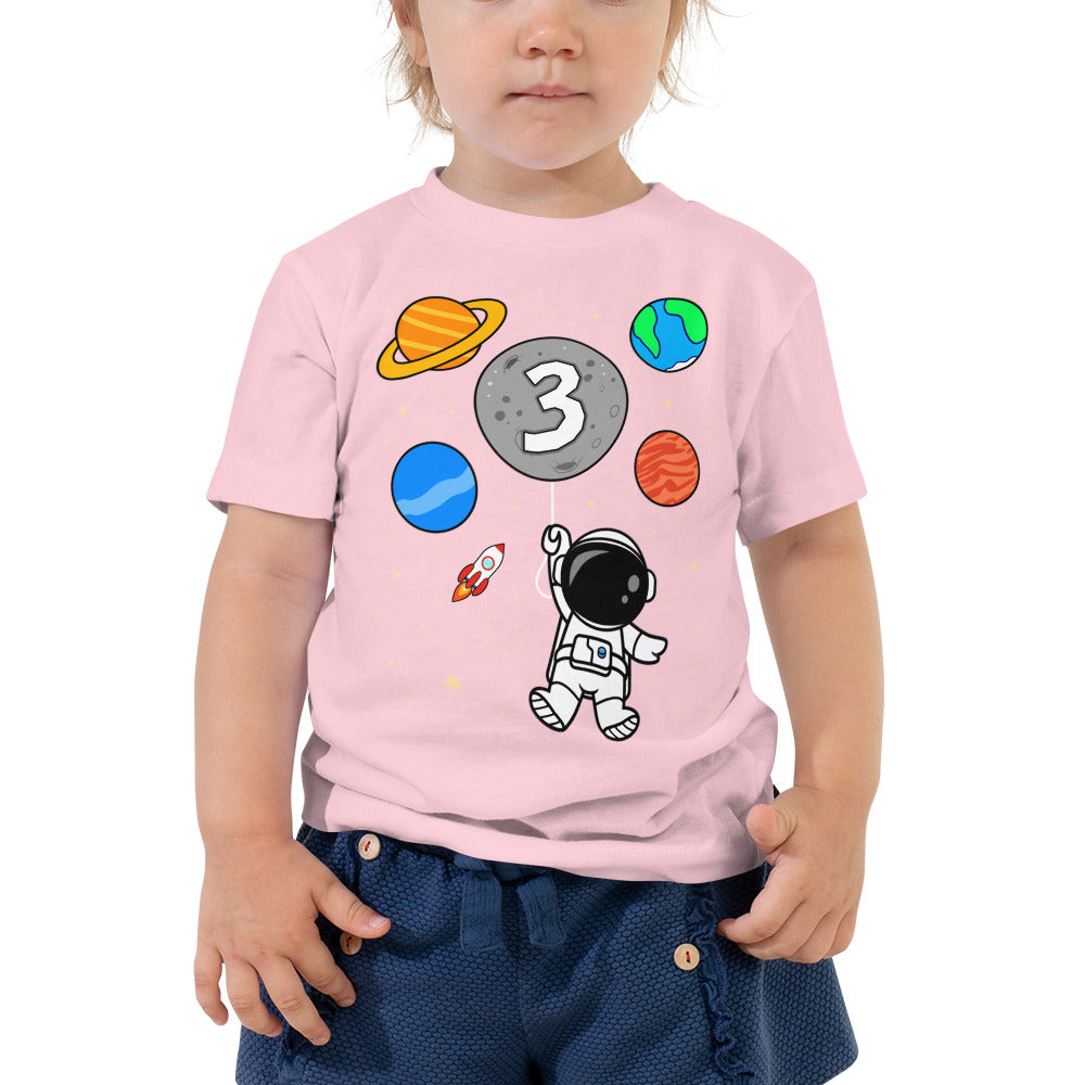 3rd Birthday Astronaut Shirt, Outer Space Party, Personalized Toddler Tee