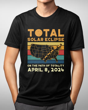 April 8, 2024 Total Solar Eclipse Shirt, Vintage USA Path of Totality Tee, Spring Astronomy Souvenir, American Eclipse Gift