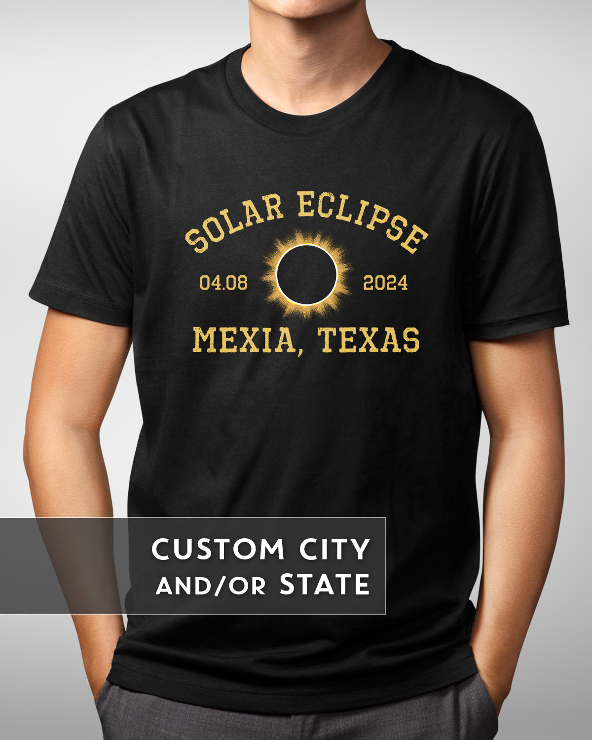 2024 Total Solar Eclipse Shirt, Customized State & City, Sun Moon Totality Event Tee, 4/8/2024 Eclipse Across USA, Canada, Mexico