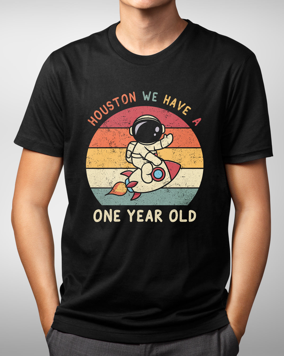 Houston We Have A One Year Old Shirt, Astronaut 1st Birthday Tee, Rocket Theme, Matching Family Outfits, Mom of Birthday Boy, Outer Space Celebration Shirt