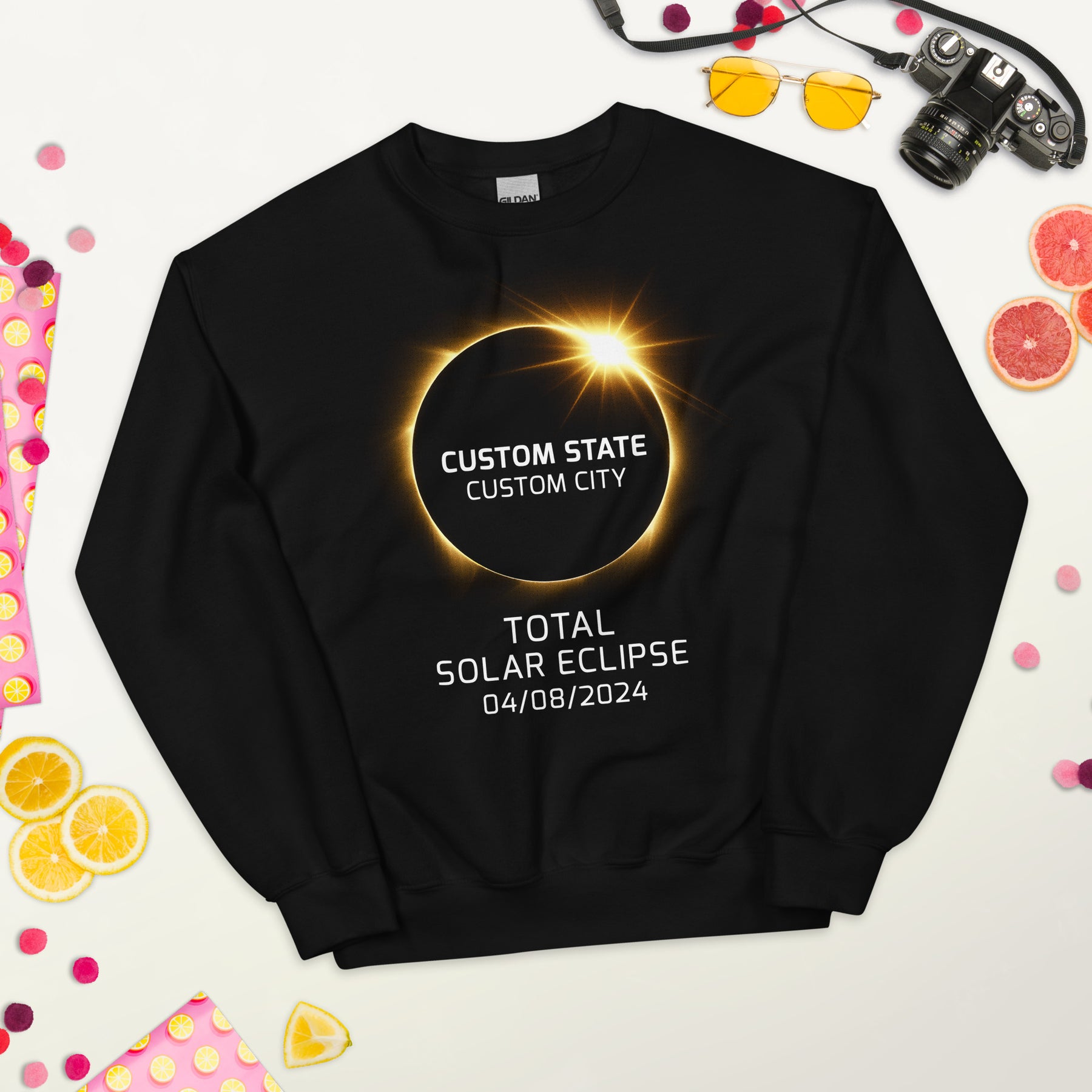 Total Solar Eclipse 2024 Sweatshirt - Custom And State City- Astronomical Event