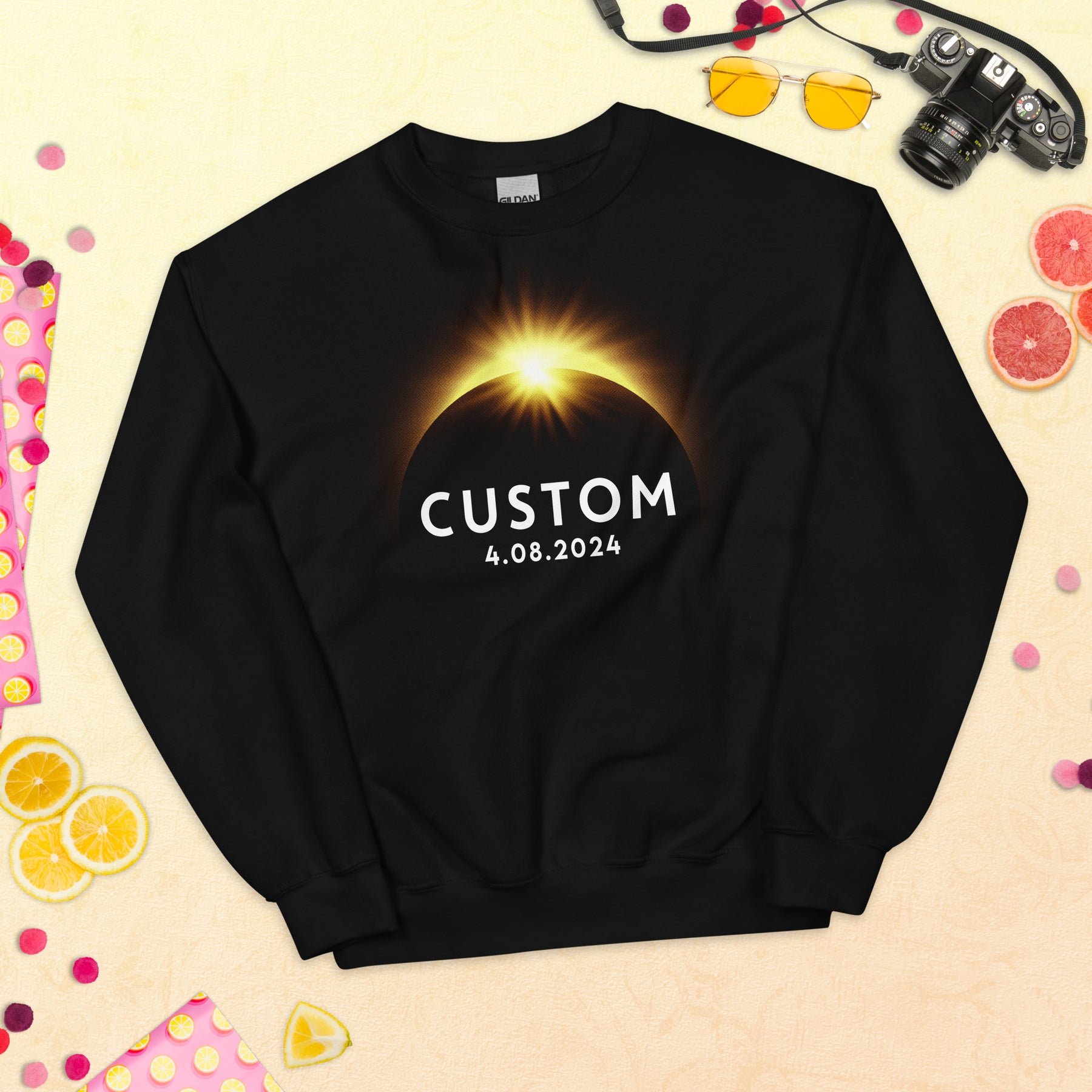 USA Total Solar Eclipse Sweatshirt - April 8, 2024, Custom City State,  Eclipse Viewing Sweater, Astronomy Gift