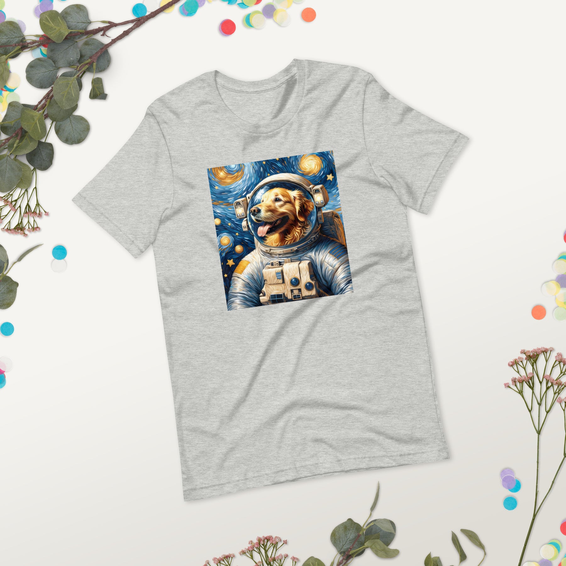 Space Dog Astronaut Shirt, Funny Outer Space Tee for Golden Retriever Lovers, Cosmic Dog T-Shirt, Astronomy Enthusiasts, Galaxy-Themed Gift