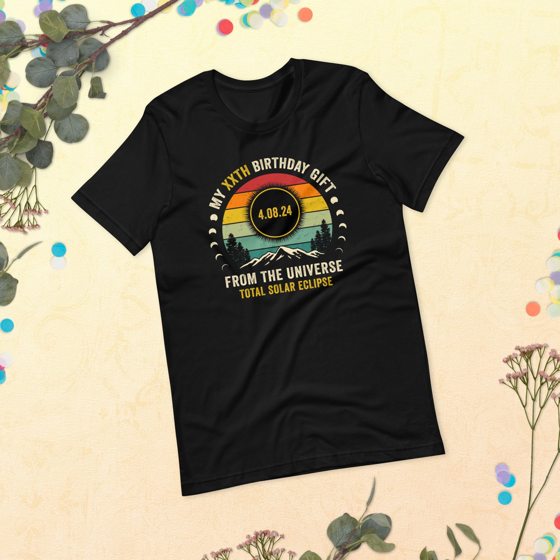 Custom Vintage Solar Eclipse 2024 Shirt, Personalized April 8th Birthday Gift, Eclipse Souvenir, Celestial Event Tee