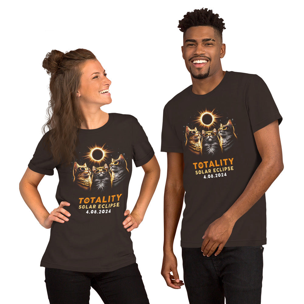 3 Cats Eclipse Moon Shirt, Funny Totality Cats with Solar Eclipse Glasses, April 8 Celestial Event, Eclipse Souvenir Gift for Cat Lovers