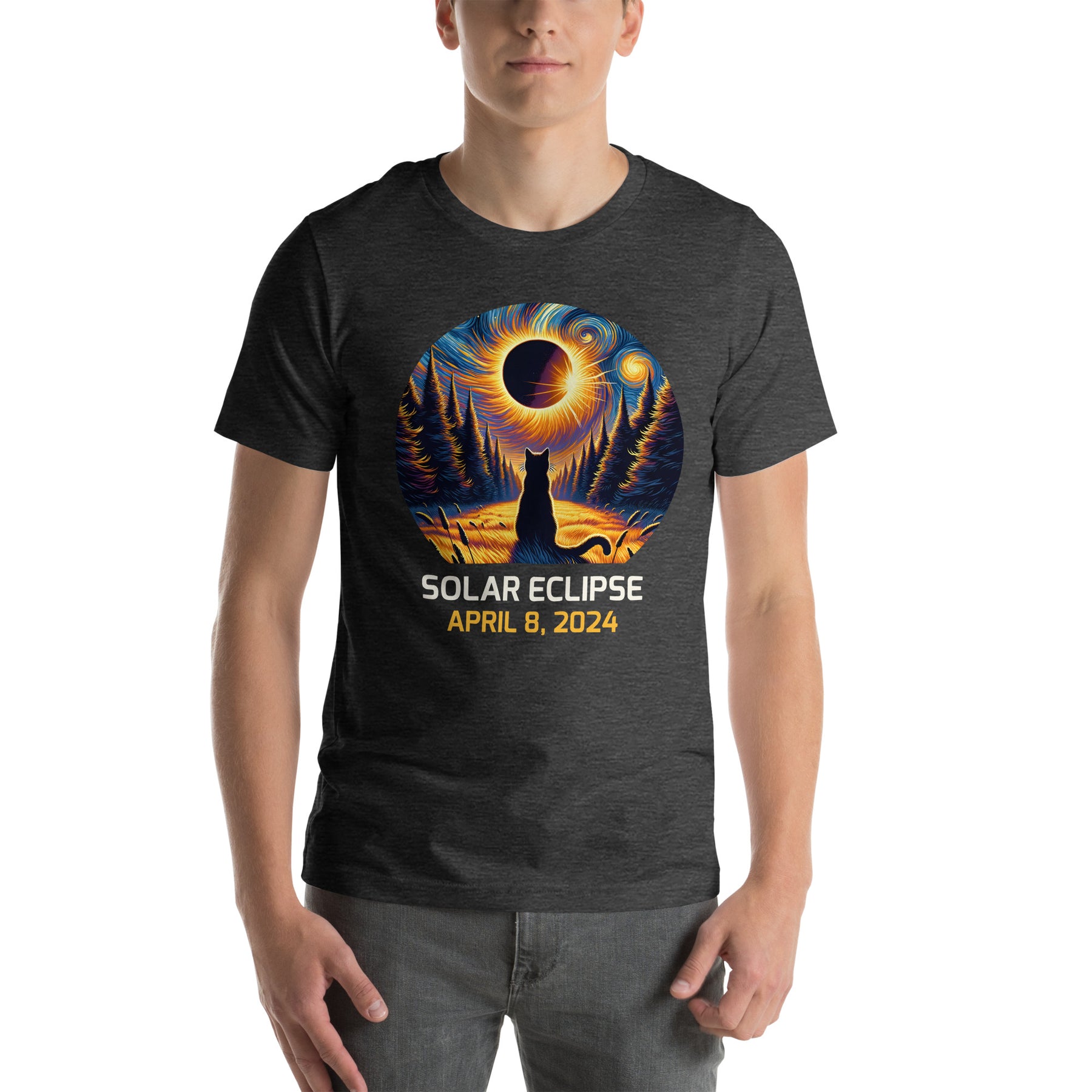 2024 Total Solar Eclipse Shirt - Black Cat Design, April 8 Eclipse Tee, Unique Spring Totality Souvenir, American Totality Event Commemorative Gift