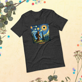 Bigfoot Solar Eclipse Tee, Van Gogh Artistic Yeti Sasquatch Design, Funny Camping Shirt, Hiking Enthusiast Gift