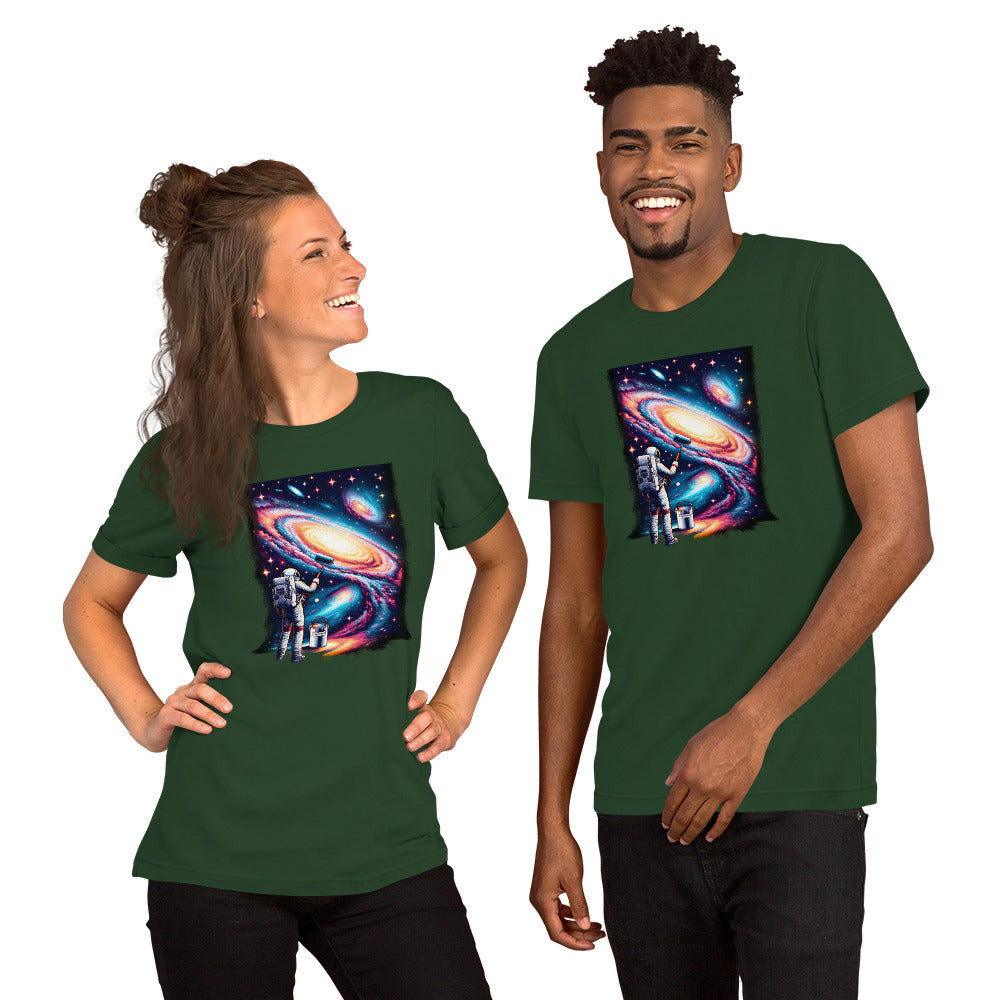 Galactic Artwork Shirt, Space Astronaut Shirt, Vibrant Universe Design, Cosmos-Themed Tee for Science Enthusiasts, Artistic Spaceman Gift