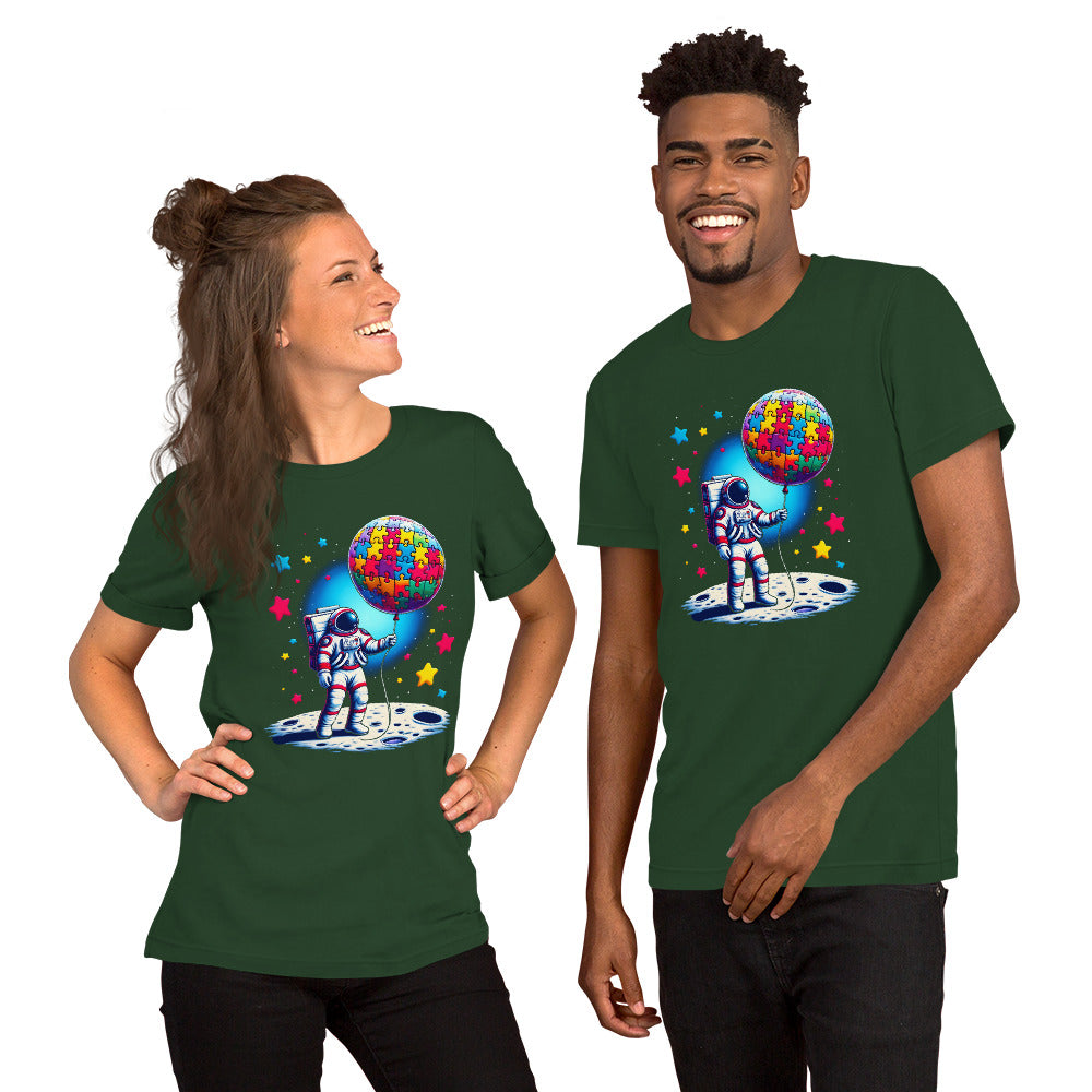 Autism Awareness Space Shirt, Puzzle Piece & Astronaut Tee, Support Neurodiversity, Outer Space Theme, Autistic Boys