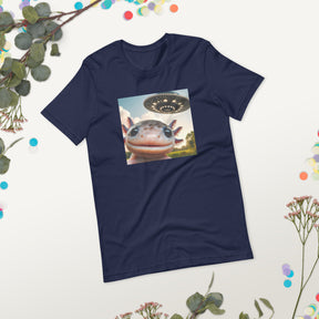 Axolotl Selfie & UFO T-Shirt, Funny Alien Invasion Graphic Tee, Fun Camping Hiking Shirt for Axolotl Enthusiasts
