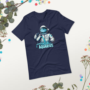 Astronaut Aquarius Zodiac Shirt, January February Birthday Tee for Astrology Enthusiasts, Funny Aquarius Sign Design