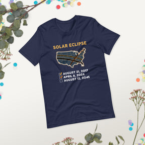 Total Solar Eclipse 2017 2024 2045 Shirt, USA Map & Path of Totality Tee, North America Eclipse Checklist Gift