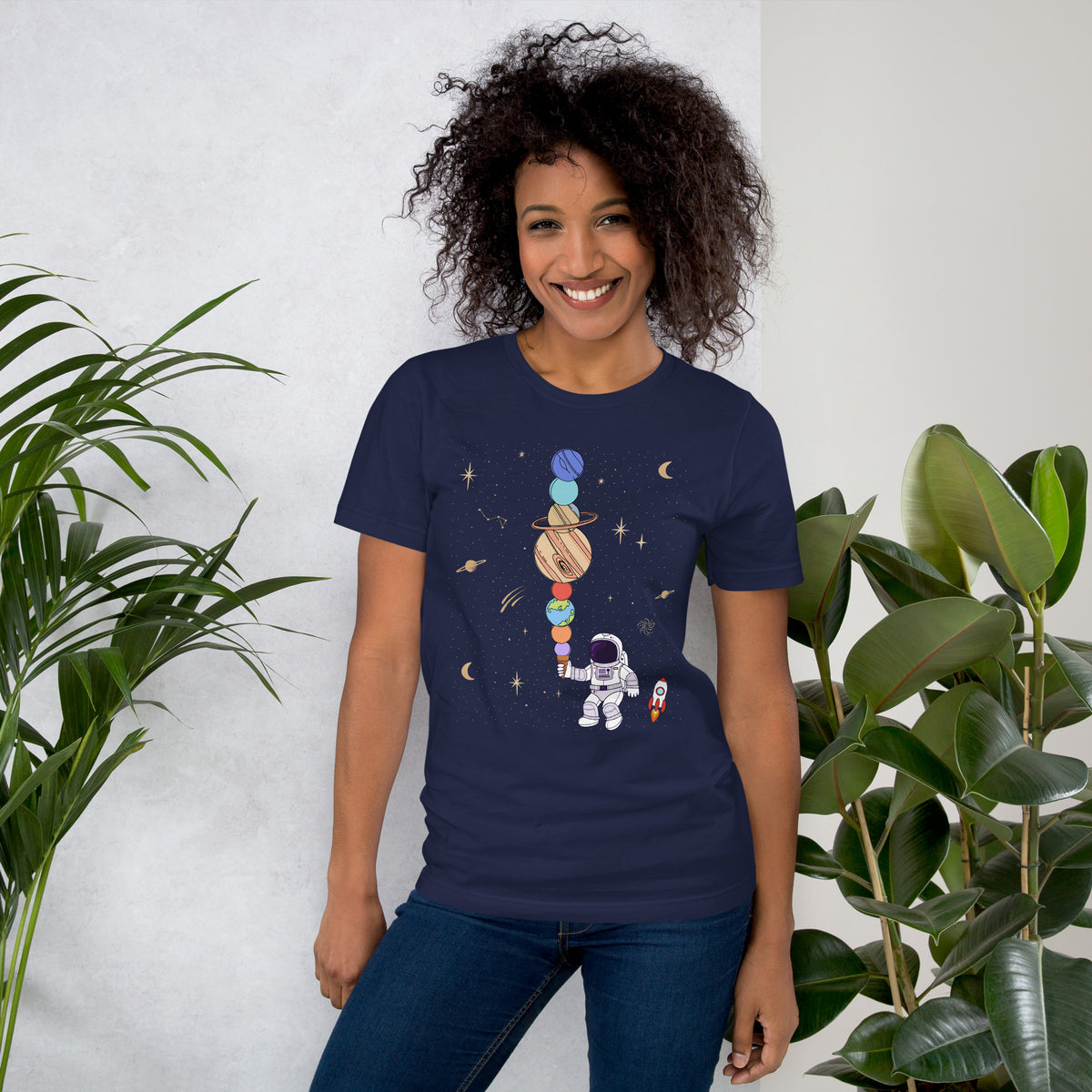 Funny Astronaut Planet Ice Cream T-Shirt - Space Geek Gift - Galaxy Solar System