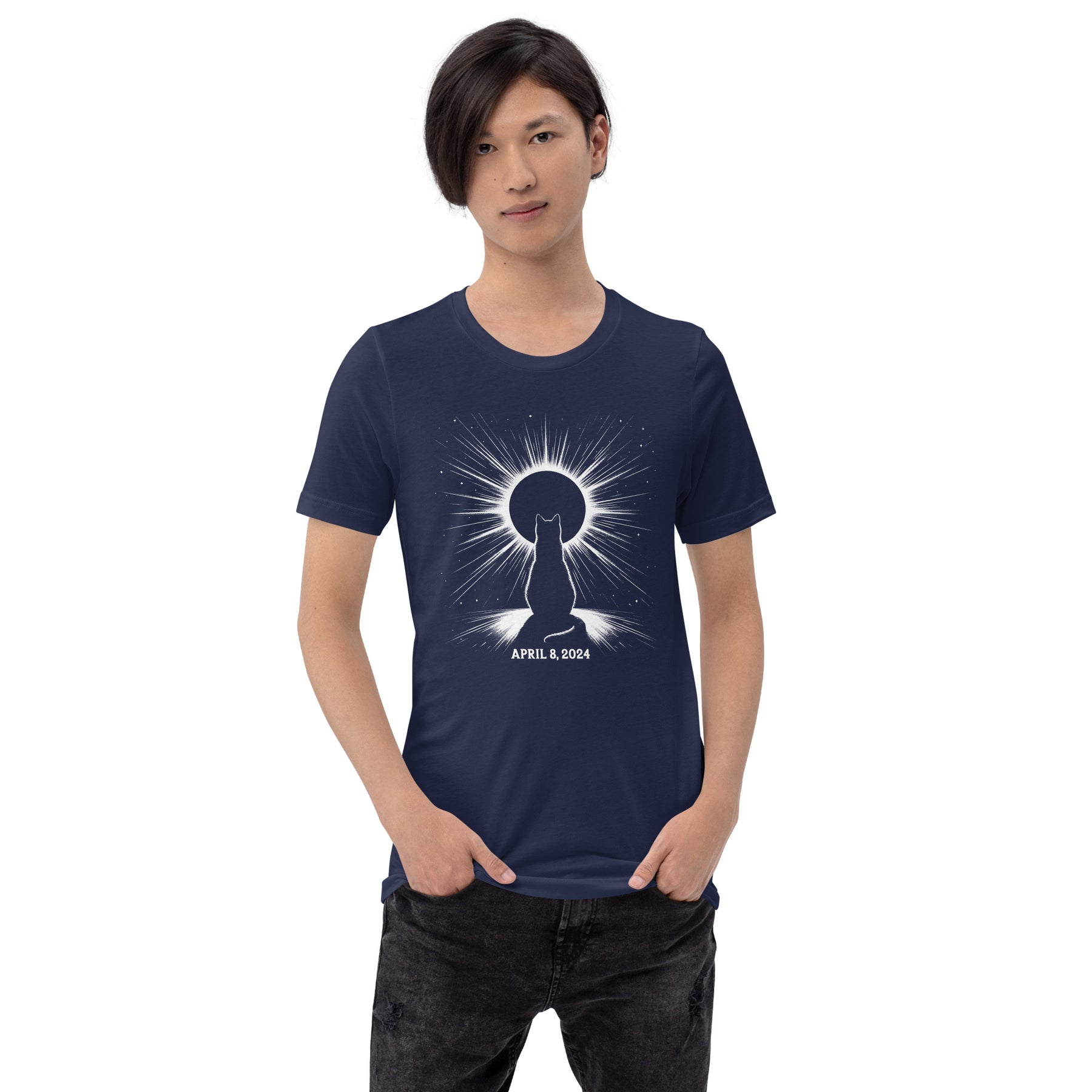Total Solar Eclipse 2024 Cat Shirt, April 8 Eclipse Viewer Souvenir, Feline Lover Tee, Moon Astronomy Gift