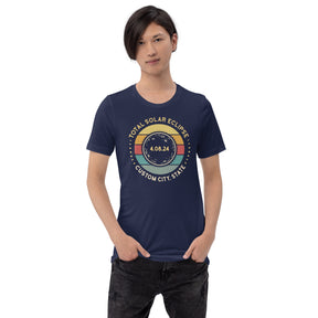 2024 Solar Eclipse Shirt, Customized State & City Vintage Design, Family Matching Totality Viewing Tee, 4.08.24 Astronomical Event