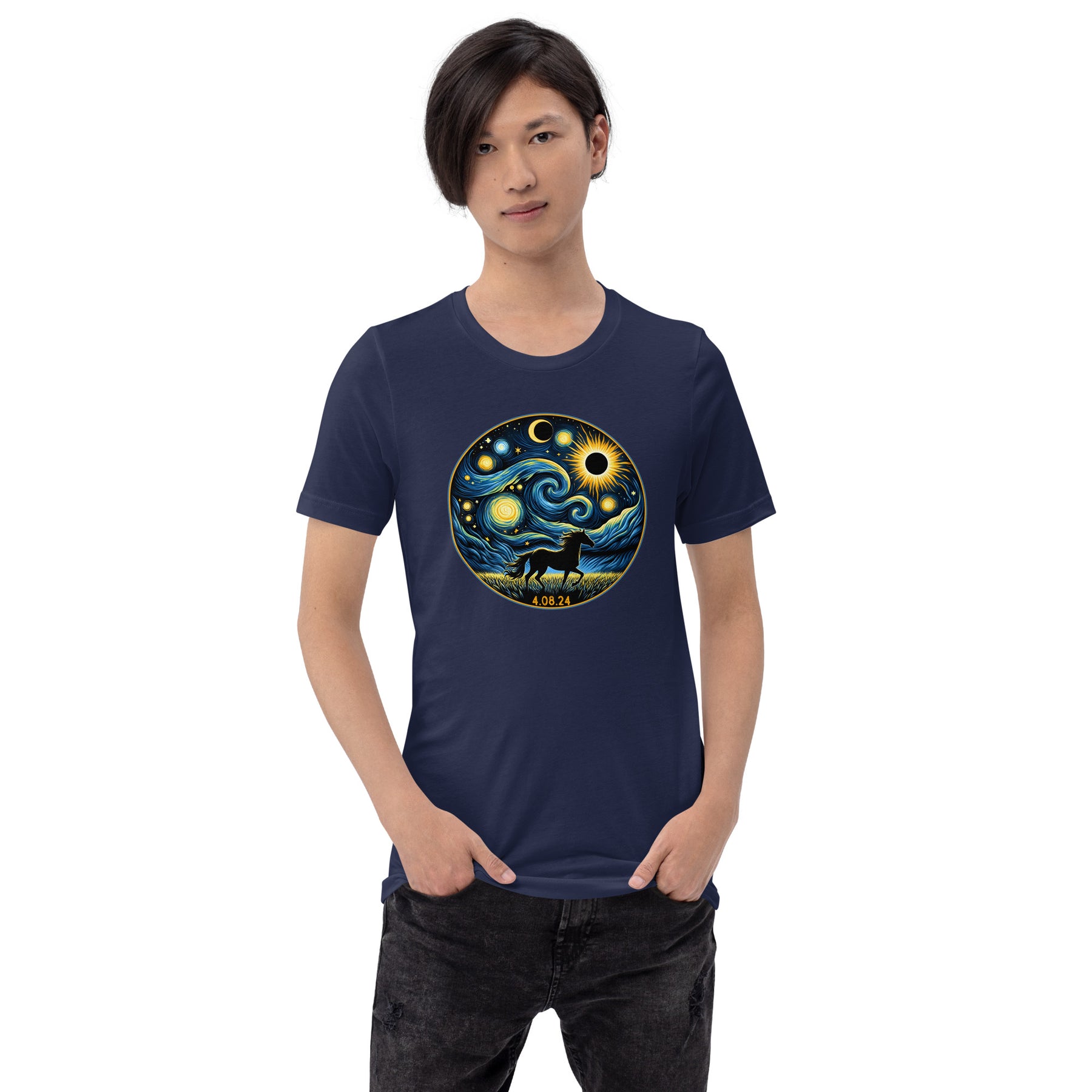 Horse Total Solar Eclipse Shirt, April 8 2024, Horse Lover Tee, Eclipse Viewing & Astronomy Gift, Van Gogh Art Style