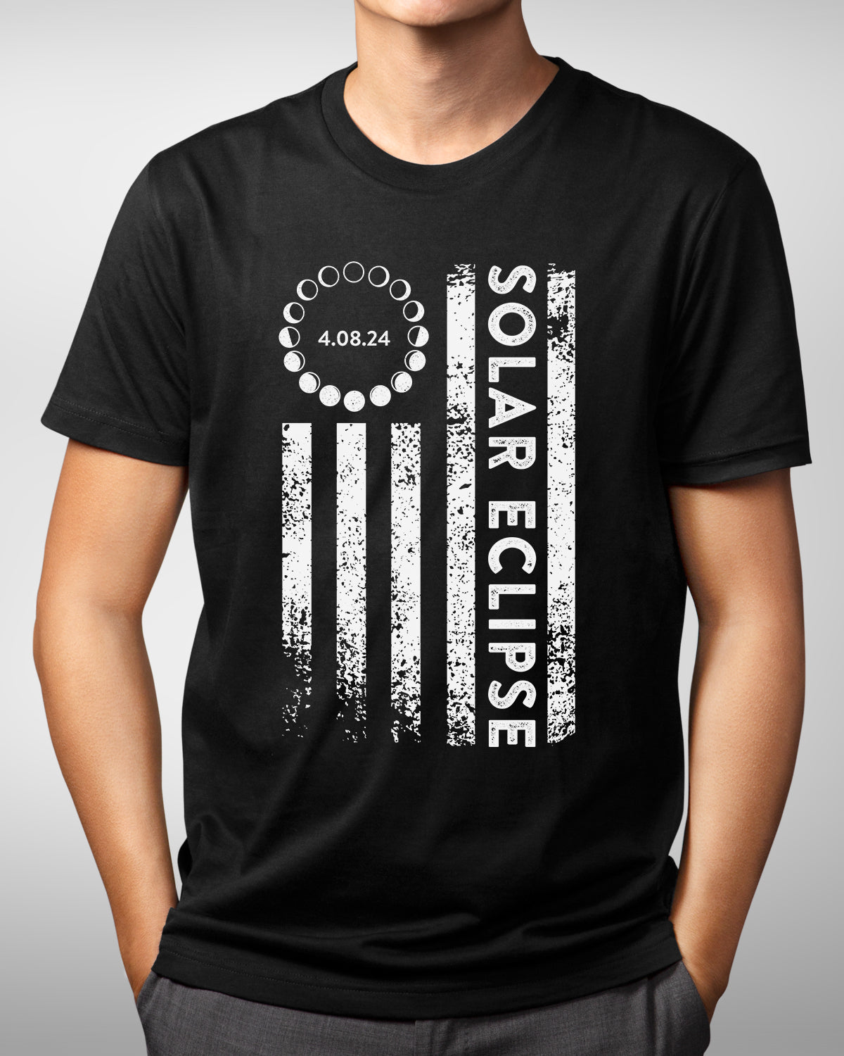 Vintage American Flag Solar Eclipse 2024 Shirt, April 8th Astronomy Tee, Path of Totality Spring Souvenir