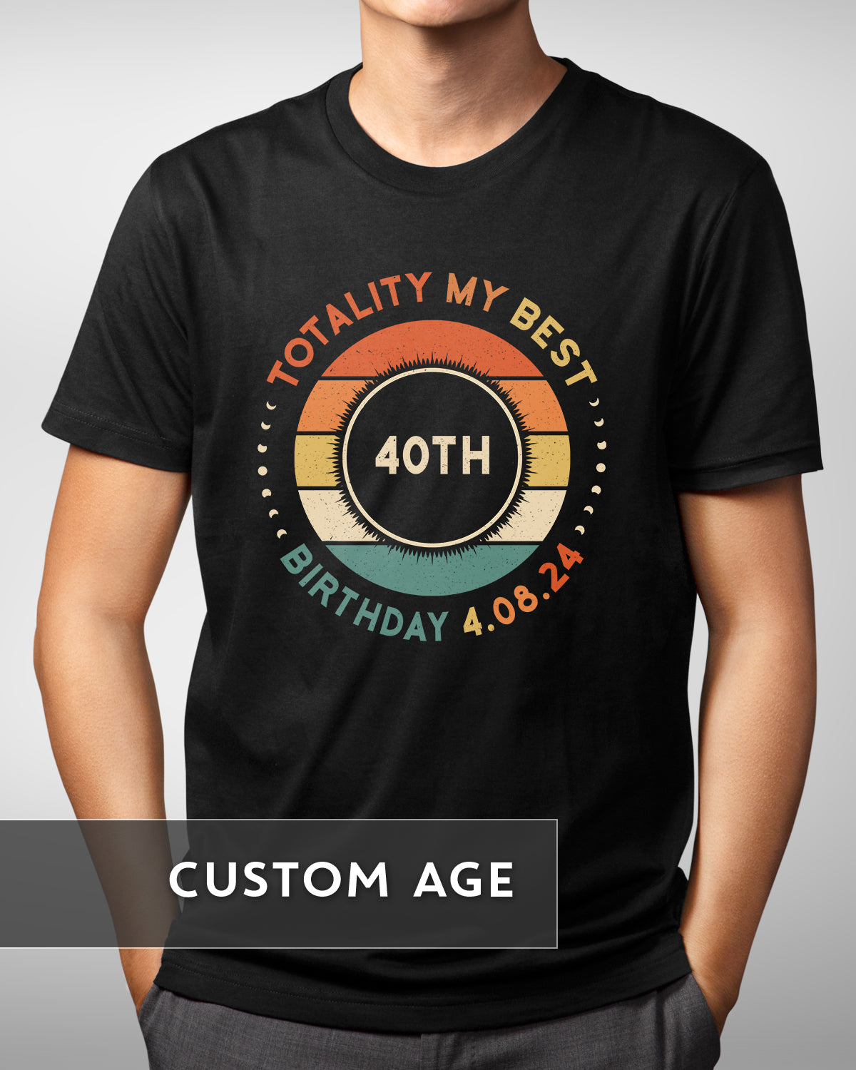 Custom Solar Eclipse Birthday Shirt, April 8 Tee, Vintage Style 4.08.24 Totality Design, Funny Birthday Pun Gift