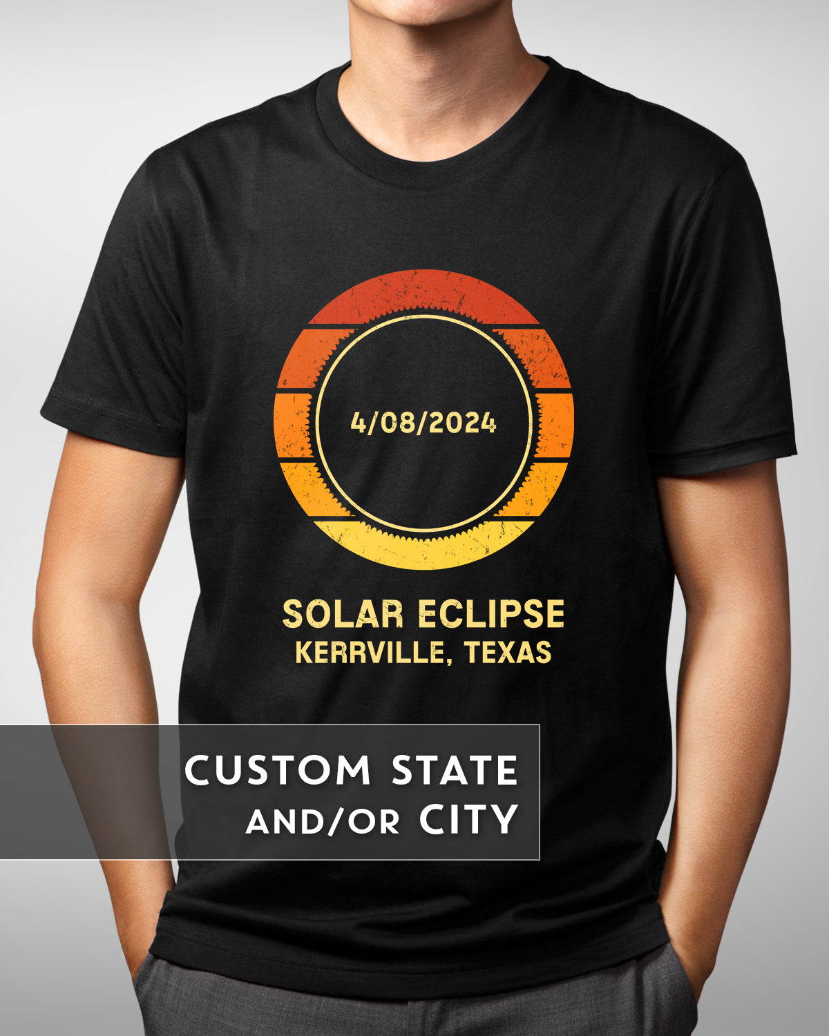 Custom State City Solar Eclipse Shirt, Path of Totality, April 8 2024, Vintage Eclipse Souvenir Gift, Great American Total Solar Eclipse Tee