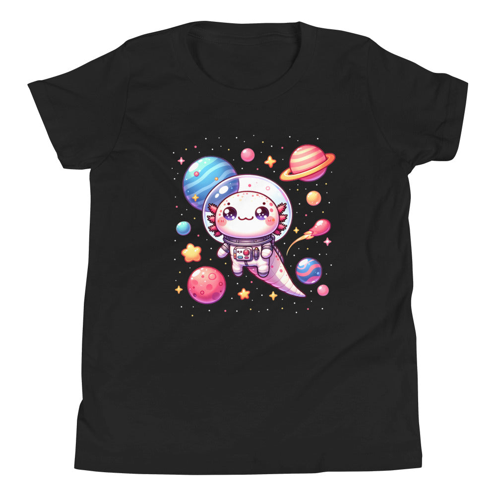 Axolotl in Space T-Shirt - Adorable Kawaii Anime Design, Perfect Gift for Axolotl Lovers & Children