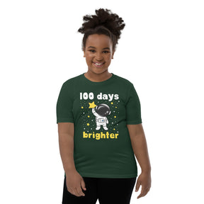100 Days Brighter Astronaut Shirt for Kids, Celebrate 100th Day of School with Outer Space Star Tee, Back to School Apparel