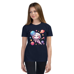 Axolotl in Space T-Shirt - Adorable Kawaii Anime Design, Perfect Gift for Axolotl Lovers & Children