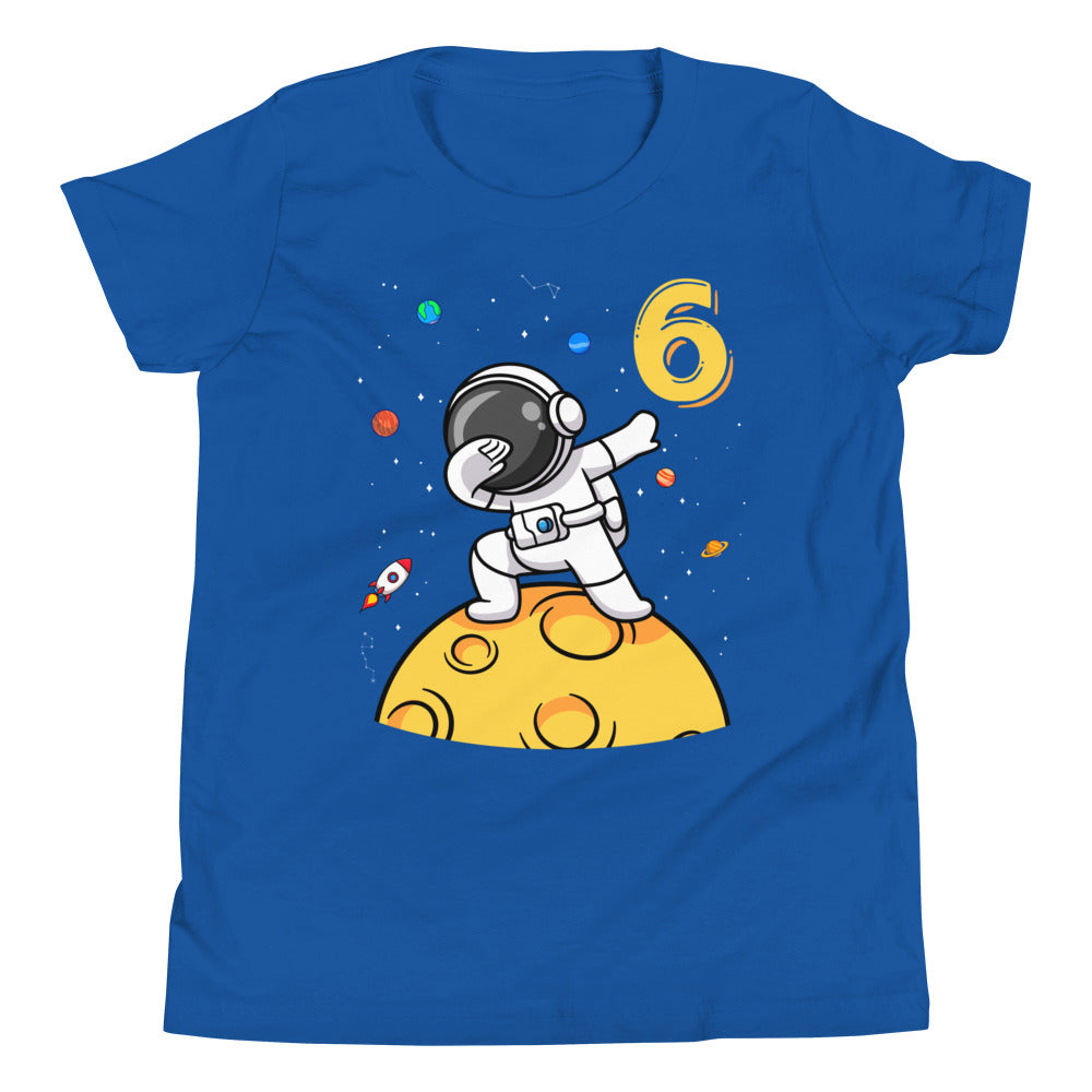 6th Birthday Dabbing Astronaut Shirt - 6th Bday Galaxy Party - Space Theme Tee